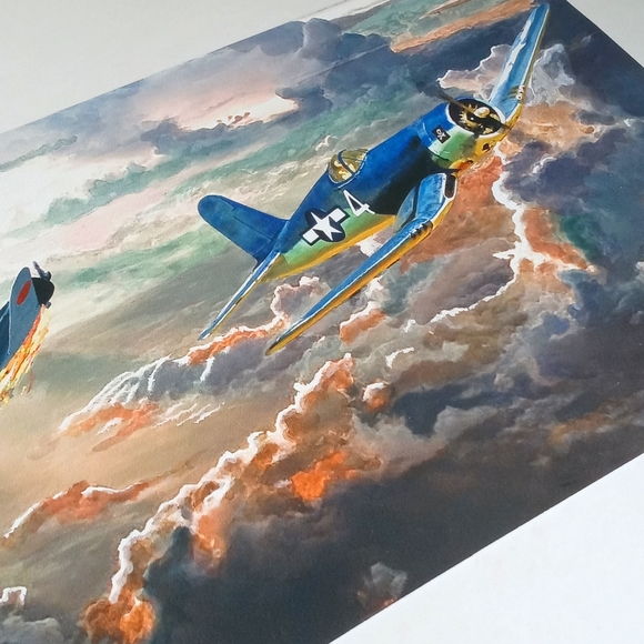 WWII Watercolor Painting Semper Fi Skies - Picture 2 of 4